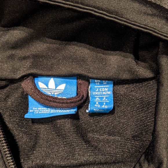 Adidas Vintage Trefoil Striped Black Zip Up Sweater - Sz M - Picture 5 of 9